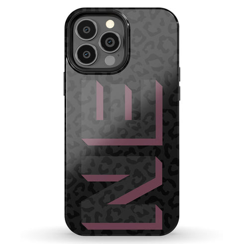 3D Initials Dark Leopard iPhone Case - Vertical